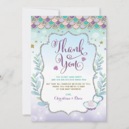 Zeemeermin onder de zee strand oceaan baby shower bedankkaart