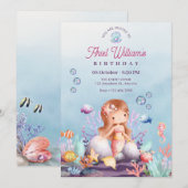 Zeemeermin onder de zee verjaardag kaart (Voorkant / Achterkant)