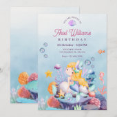 Zeemeermin onder de zee verjaardag kaart (Voorkant / Achterkant)