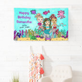 Zeemeermin onder de zee verjaardagsbanner spandoek (Insitu)