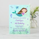 Zeemeermin onder de Zee verjaardagsfeestuitnodigin Kaart (Staand voorkant)