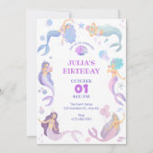 Zeemeermin onder de zee verjaardagsfeestuitnodigin kaart (Voorkant)