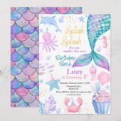 Zeemeermin onder de zee verjaardagsuitnodiging kaart (Voorkant / Achterkant)