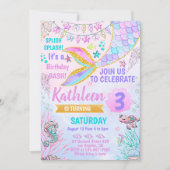 Zeemeermin onder de zee verjaardagsuitnodiging kaart (Voorkant)