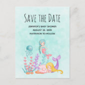 Zeemeermin Onder de Zee Waterverf Save the Date Uitnodiging Briefkaart (Voorkant)