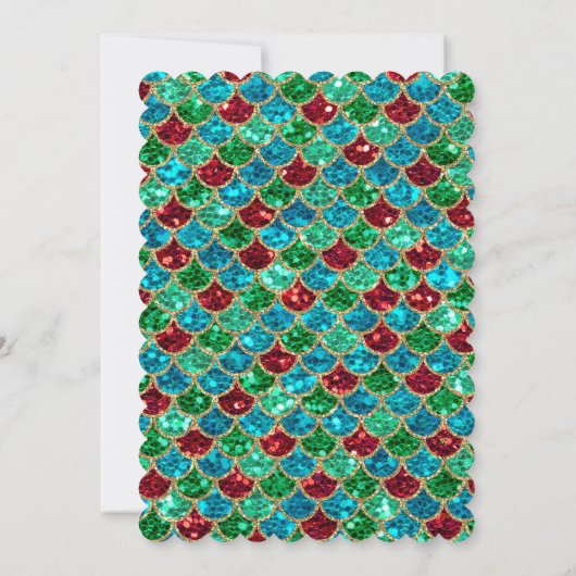 Zeemeermin onder de zee, winter, Kerst uitnodiging (Achterkant)