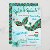 Zeemeermin onder de zee, winter, Kerst uitnodiging (Voorkant / Achterkant)