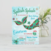 Zeemeermin onder de zee, winter, Kerst uitnodiging (Staand voorkant)