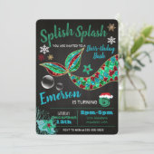 Zeemeermin onder de zee, winter, Kerst uitnodiging (Staand voorkant)