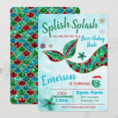 Zeemeermin onder de zee, winter, Kerst uitnodiging (Voorkant / Achterkant)