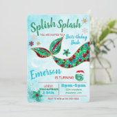 Zeemeermin onder de zee, winter, Kerst uitnodiging (Staand voorkant)