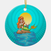 Zeemeermin onder een volle maan keramisch ornament (Voorkant)