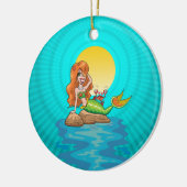 Zeemeermin onder een volle maan keramisch ornament (Links)