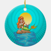 Zeemeermin onder een volle maan keramisch ornament (Achterkant)