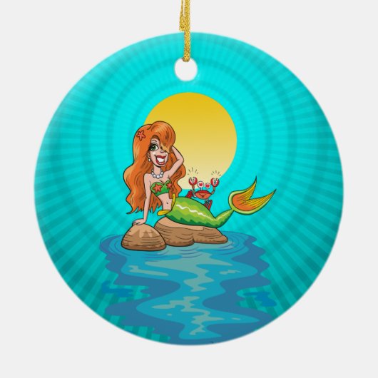 Zeemeermin onder een volle maan keramisch ornament (Achterkant)