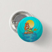 Zeemeermin onder een volle maan ronde button 3,2 cm (Voorkant /achterkant)