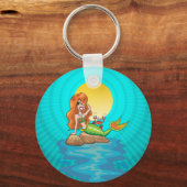 Zeemeermin onder een volle maan sleutelhanger (Voorkant)