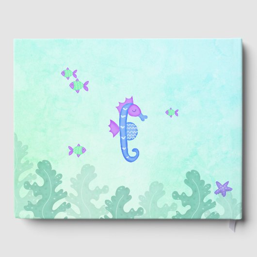 Zeemeermin onder het Baby shower van de Zee gepers Gastenboek (Achterkant)