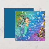 Zeemeermin onder het Baby shower Zee Kaart (Voorkant / Achterkant)