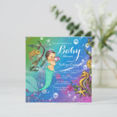 Zeemeermin onder het Baby shower Zee Kaart (Staand voorkant)