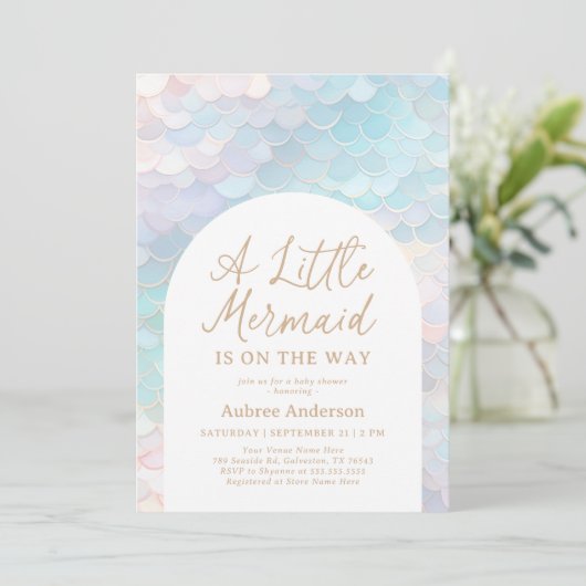 Zeemeermin onder het Baby shower Zee Kaart (Staand voorkant)