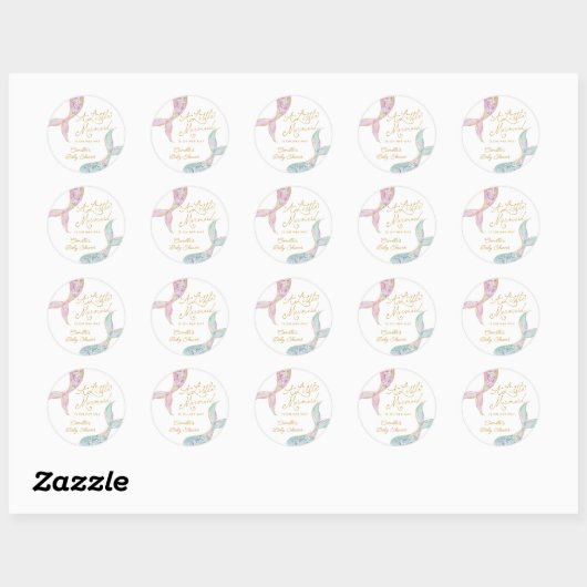 Zeemeermin onder het Baby shower Zee Ronde Sticker (Vel)