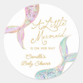 Zeemeermin onder het Baby shower Zee Ronde Sticker (Voorkant)