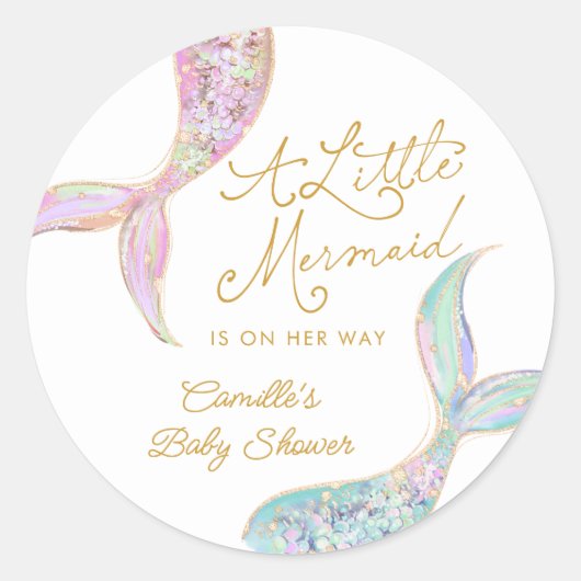 Zeemeermin onder het Baby shower Zee Ronde Sticker (Voorkant)