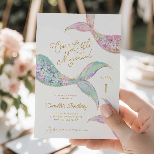 Zeemeermin onder het Zee 1e verjaardag Kaart
