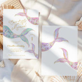 Zeemeermin onder het Zee 1e verjaardag Kaart