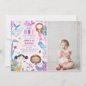 Zeemeermin onder het Zee 1e verjaardagsfeestfoto Kaart (Voorkant)