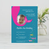 Zeemeermin onder het Zee 1e verjaardagsfeestje Uit Kaart (Staand voorkant)