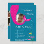 Zeemeermin onder het Zee 1e verjaardagsfeestje Uit Kaart (Voorkant / Achterkant)