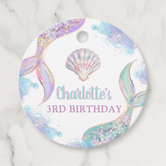 Zeemeermin onder het Zee 3e verjaardag Bedankjes Labels (Voorkant)