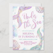 Zeemeermin onder het Zee 3e verjaardag meisje uitn Kaart (Voorkant)