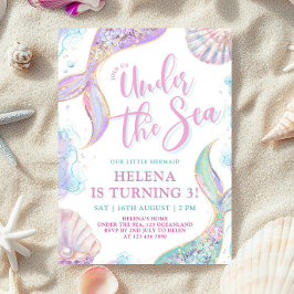 Zeemeermin onder het Zee 3e verjaardag meisje uitn Kaart