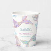 Zeemeermin onder het Zee 3e verjaardag Papieren Bekers (Achterkant)