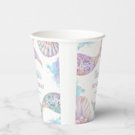 Zeemeermin onder het Zee 3e verjaardag Papieren Bekers (Rechts)