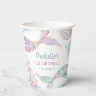 Zeemeermin onder het Zee 3e verjaardag Papieren Bekers