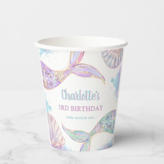 Zeemeermin onder het Zee 3e verjaardag Papieren Bekers (Voorkant)