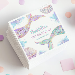 Zeemeermin onder het Zee 3e verjaardag Servet