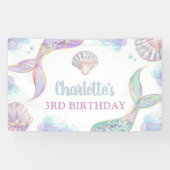 Zeemeermin onder het Zee 3e verjaardag Spandoek (Horizontaal)