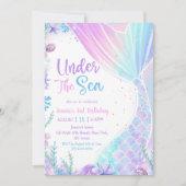 Zeemeermin onder het Zee 3e verjaardagsfeestje Kaart (Voorkant)