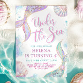 Zeemeermin onder het Zee 4e verjaardag meisje uitn Kaart