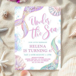 Zeemeermin onder het Zee 4e verjaardag meisje uitn Kaart