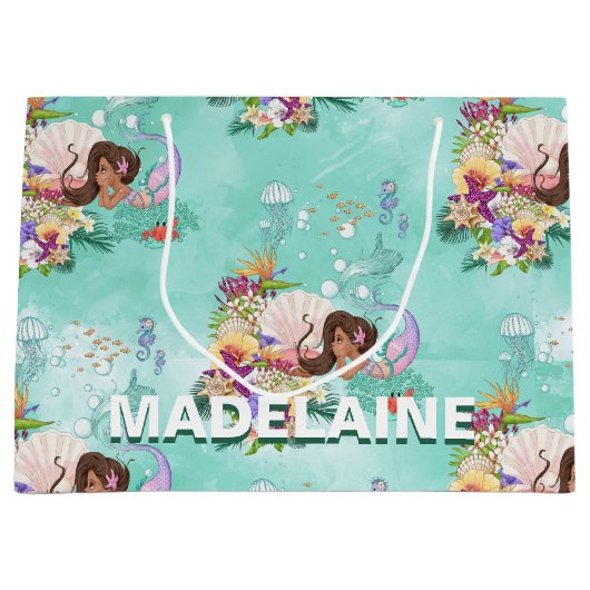 Zeemeermin onder het Zee Afro-Amerikaan Groot Cadeauzakje (Voorkant)