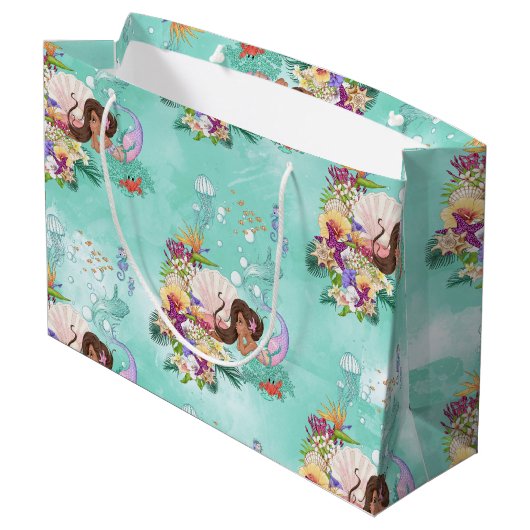 Zeemeermin onder het Zee Afro-Amerikaan Groot Cadeauzakje (Achterkant Gekanteld)