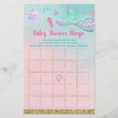 Zeemeermin onder het Zee Baby shower Bingo (Voorkant)