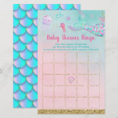 Zeemeermin onder het Zee Baby shower Bingo (Voorkant / Achterkant)