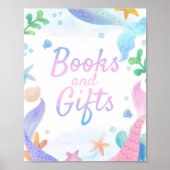 Zeemeermin onder het Zee Baby shower Boeken en ges Poster (Voorkant)